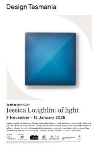 a dark blue square fading into a lighter blue in the middle. The words Jessica Loughlin: of light are under it.